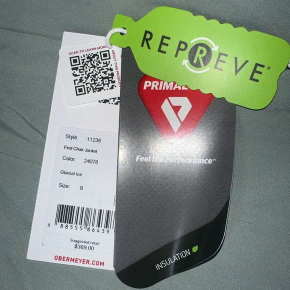 Obermeyer First Chair Glacial Ice Ski Jacket Women's Size 8 Primaloft NWT - Picture 13 of 13